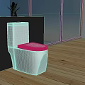 Modern Minimalist Bathroom With Glossy White One Piece Ceramic Toilet And Bright Sea View Window
