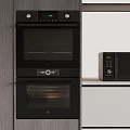 Sleek Black Built in Oven and Microwave with Control Panel in Modern Kitchen 3d model