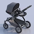 Modern Baby Stroller Design With Gray Canopy Black Silver Frame And Four Wheels