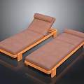 Set of Two Brown Wooden Lounge Chairs With Comfortable Cushioned Seats