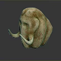Abstract Mammoth Sculpture With Textured Surface And Elongated Ivory Tusks