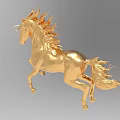 Golden Horse Decorative Ornament Set Featuring Dynamic Running Pose for Home Decor