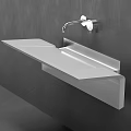 Stainless Steel Washbasin Design Details With Faucet Shown From Various Angles