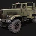 Military Green Off Road Truck With Open Cargo Bed And Large Tires