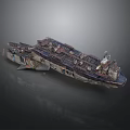 Weathered Battleship Model Featuring Detailed Deck And Metal Hull Structure