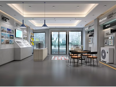 Modern Specialty Store Interior With Product Displays And Customer Seating 3d model