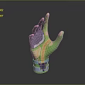 Green and Purple Glove With Gold Accents Futuristic SciFi Style Wrist Blue Details