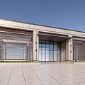 Modern Sales Office Building With Symmetrical Glass Entrance And Metal Facade Design