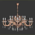 Elegant Copper Chandelier Lighting Set With Crystal Pendants And Multiple Candle Lights