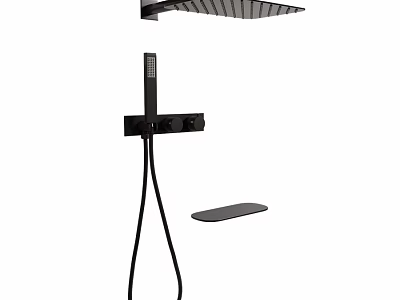 Modern Black Shower Faucet With Handheld And Rainfall Shower Head And Control Panel 3d model