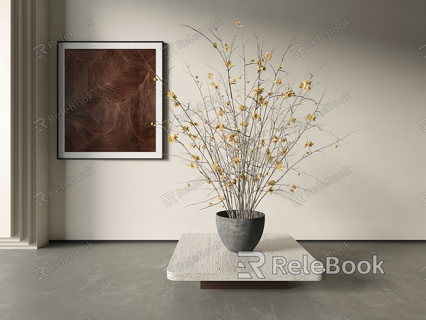 Dried flowers and dried branches decorative painting model