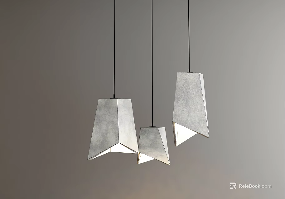 Three Modern Geometric Design Pendant Lights With Stylish Minimalist Hanging Finish 3d model 