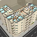 Modern Multistory Apartment Building With Balconies Ground Floor Entrance And Greenery