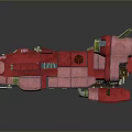 Red Futuristic Sci Fi Spaceship With Mechanical Details And Twin Engines