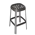 Sturdy Metal Bar Stool With Perforated Seat And Sleek Four Leg Frame
