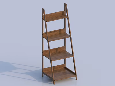 Wooden Ladder Style Storage Shelf With Multiple Tiers For Home Organization 3d model