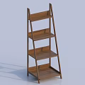 Wooden Ladder Style Storage Shelf With Multiple Tiers For Home Organization