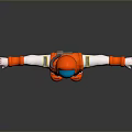 Astronaut In Orange White Spacesuit With Outstretched Arms In Space Theme