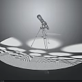 Blue Telescope Mounted On Silver Tripod With Gray Background And Geometric Pattern Platform 3d model