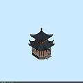 Tech Exhibition Hall Featuring Traditional Chinese Two Story Pavilion Black Tiled Roof Wooden Structure Stone Base