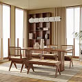 Modern Minimalist Restaurant Interior With Wooden Dining Table Chairs Bench Pendant Lights And Natural Light