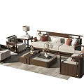Elegant Modern Sofa Coffee Table Set With Armchairs Table Lamps And Decorative Pillows 3d model