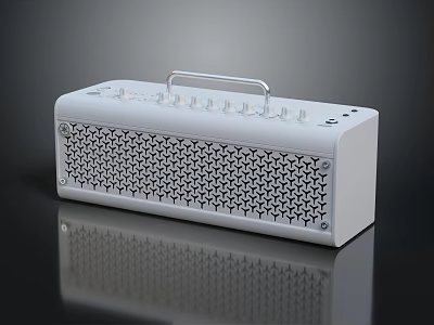 Modern White Portable Speaker With Honeycomb Grille Handle And Control Buttons 3d model