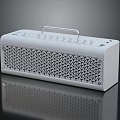 Modern White Portable Speaker With Honeycomb Grille Handle And Control Buttons