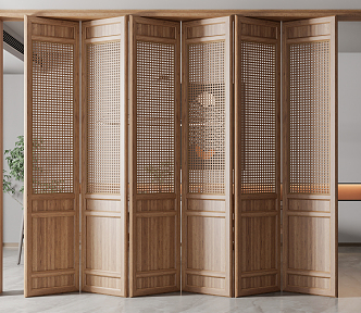 New Chinese Folding Door Solid Wood Folding Door 3d model