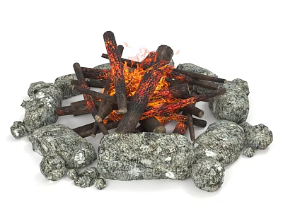 bonfire firewood stone flame campfire 3d model bonfire firewood stone flame campfire 3d model