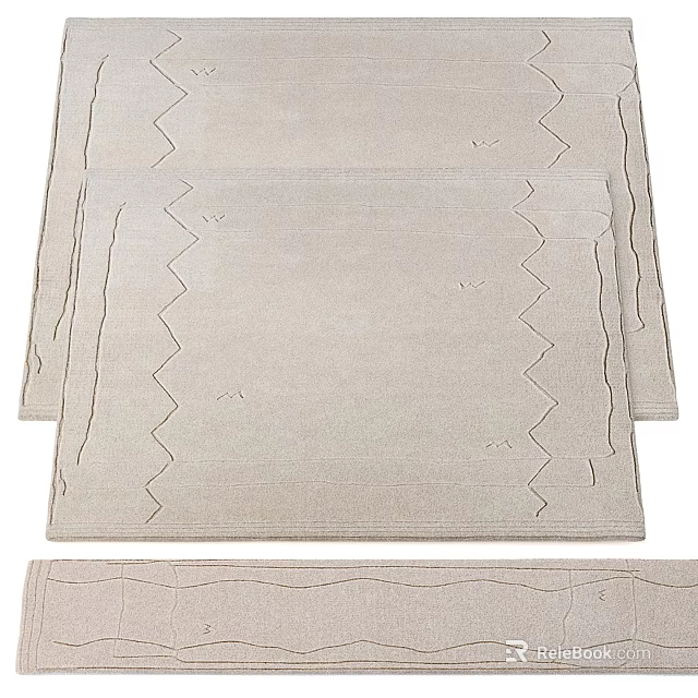 Square Area Rug With Zigzag Stitch Patterns For Modern Home Decor 3d model