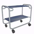 Sturdy Kitchen Cart With Metal Frame Two Shelves And Rolling Wheels 3d model
