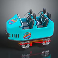 Jurassic World Themed Blue Amusement Park Ride Car With Seats And Wheels
