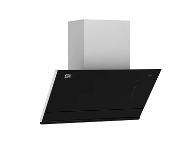Modern Kitchen Range Hood With Sleek Black Surface And White Cabinet Design 3d model
