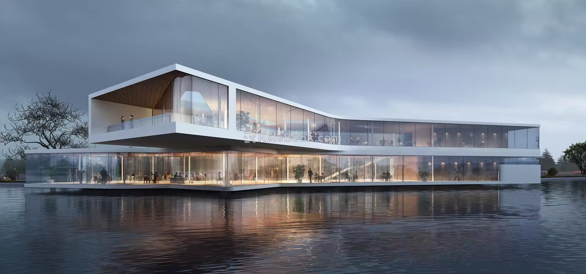 Modern Clubhouse Architecture Night View Public Building Art Center Clubhouse 3d model