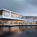 Modern Clubhouse Architecture Night View Public Building Art Center Clubhouse 3d model