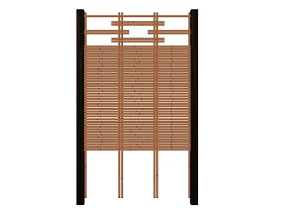 Wooden Venetian Blinds With Horizontal Slats And Black Frame For Home Decor 3d model