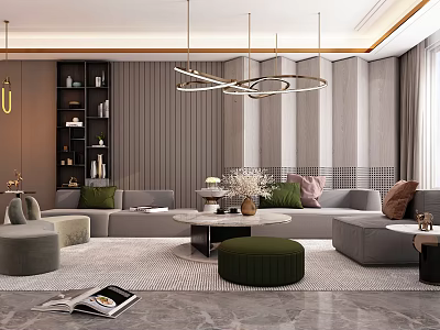 Modern Elegant Sofa Coffee Table Combination Living Room With Decorative Pillows Chandelier And Area Rug 3d model