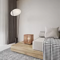 Modern Living Room Interior With Beige Sofas Wooden Coffee Table Round Pendant Light And TV