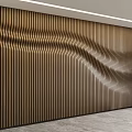 Modern Interior Wooden Wall Paneling With Vertical Slats And Wavy Design