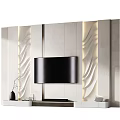 Modern TV Stand With White Design Wavy Wall Panels And Decorative Lighting Elements 3d model