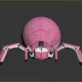Pink Spider Shaped Robot With Multiple Legs And Shiny Surface