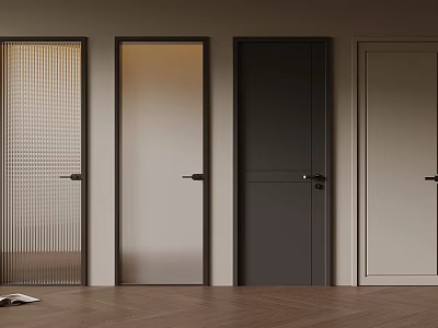 Various Interior Door Designs In Modern Room With Wooden Floor And Open Book 3d model