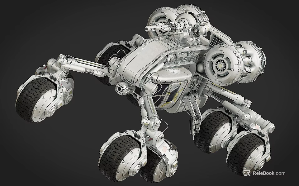 Intelligent Machine With Multiple Wheels Advanced Robotic Structure And Metallic Design 3d model 