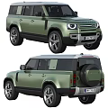 Green Land Rover Defender SUV With Alloy Wheels Spare Tire And LED Headlights