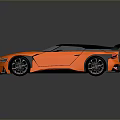 Orange Sports Car Featuring Black Roof Rear Spoiler And Sleek Aerodynamic Design