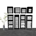 Built in Kitchen Appliances With Black Design And Organized Dishes In Modern