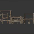 Rustic Wooden Furniture Collection With Simple Structure Tables Chairs And Shelves