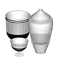 Modern Decorative Ornament Set With Textured Mesh Patterns And Various Shapes