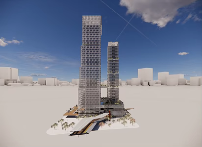 Modern office building retreat office building 3d model